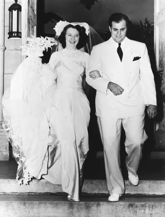 Framed Print : Al Capone's son takes a bride. Mr. and Mrs. Albert Francis Capone, emerging from St. Patrick's Church in Miami Beach after a quiet wedding Framed Print : Al Capone's son takes a bride. Mr. and Mrs. Albert Francis Capone, emerging from St. Patrick's Church in Miami Beach after a quiet wedding