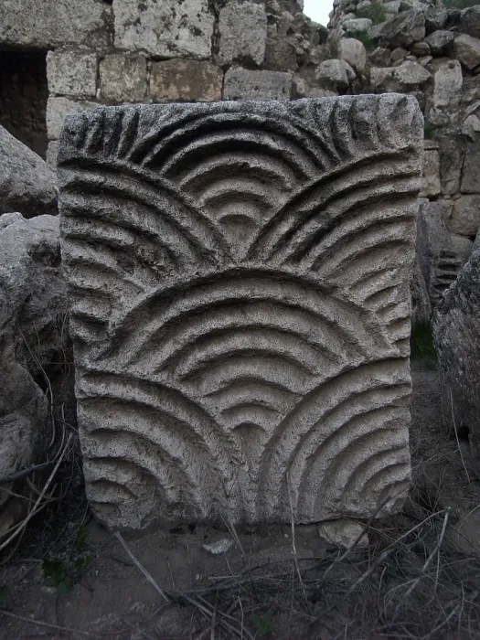 Framed Print : Al-Qastal sculpted stone, 685-705 A.D. 7th-8th Century A.D. sculpture - Jordan, Al-Qastal. Detail
