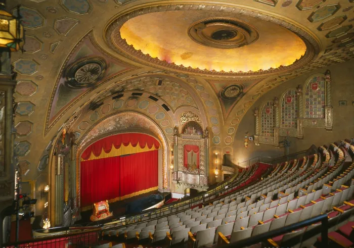 Framed Print : The Alabama Theatre, perspective view of stage looking from the east, Birmingham, Alabama, erected in 1927, photograph circa 1990s