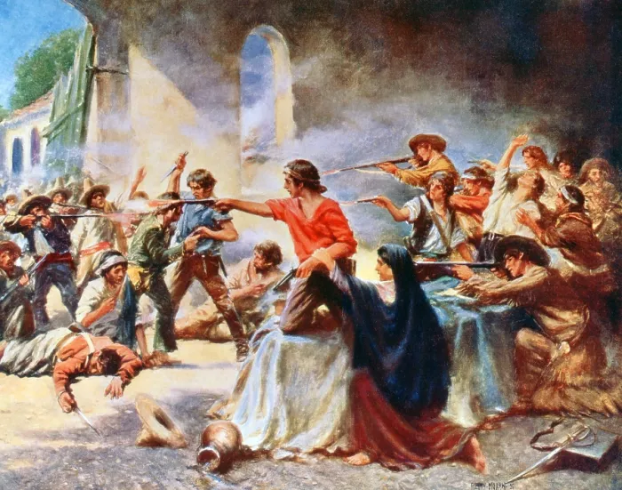 Framed Print : The Alamo. A romantic view of the battle of the Alamo. Reproduction of painting by Percy Moran. 1912 Framed Print : The Alamo. A romantic view of the battle of the Alamo. Reproduction of painting by Percy Moran. 1912