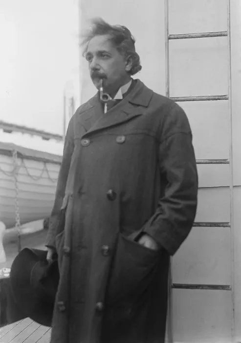 Framed Print : Albert Einstein (1879-1955), was a celebrity in the 1920s, when he was photographed on an Ocean Liner upon his arrival in New York. 1920s