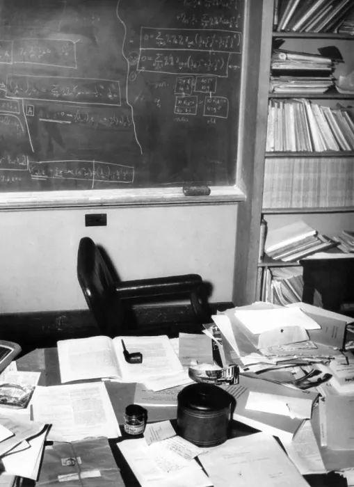 Framed Print : Albert Einstein's study at the institute for Advance Study at Princeton University. Photo was taken after Einstein's sudden death on May 18, 1955 Framed Print : Albert Einstein's study at the institute for Advance Study at Princeton University. Photo was taken after Einstein's sudden death on May 18, 1955