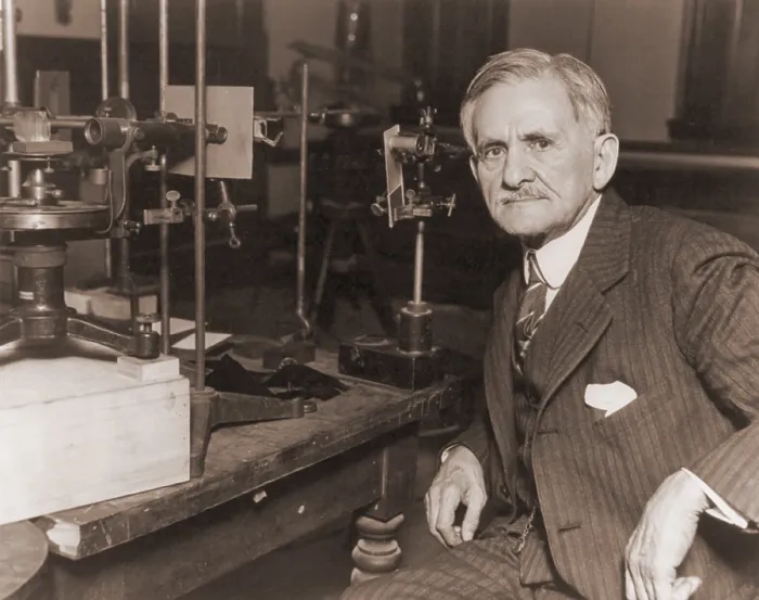 Framed Print : Albert Michelson (1852-1931), in his laboratory with a spectroscope. He was the first American to receive a Nobel award in the sciences when he received the physics prize in 1907