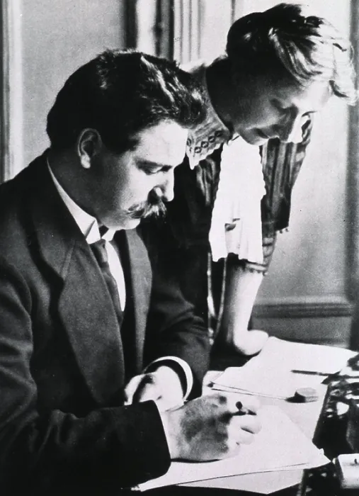 Framed Print : Albert Schweitzer (1875-1965), with his wife and medical partner, Helene Bresslau, in 1913, the year they established their first mission hospital at Lambarene