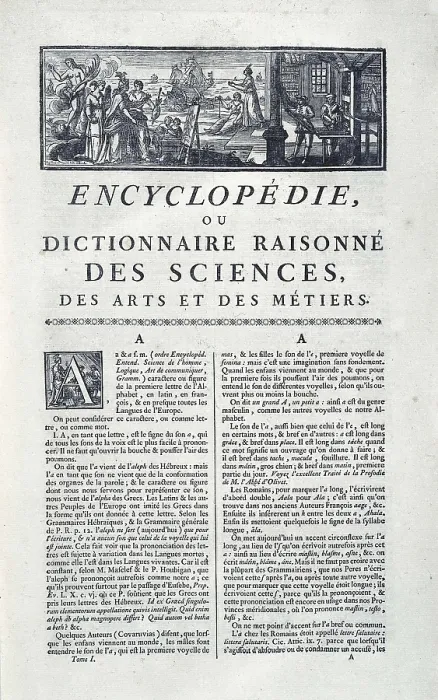 Framed Print : ALEMBERT, Jean Le Rond D (1717-1783); DIDEROT, Denis (1713-1784). First page of Diderot and D'Alembert's Encyclopdie. Paris edition of 1751. SPAIN. Barcelona
