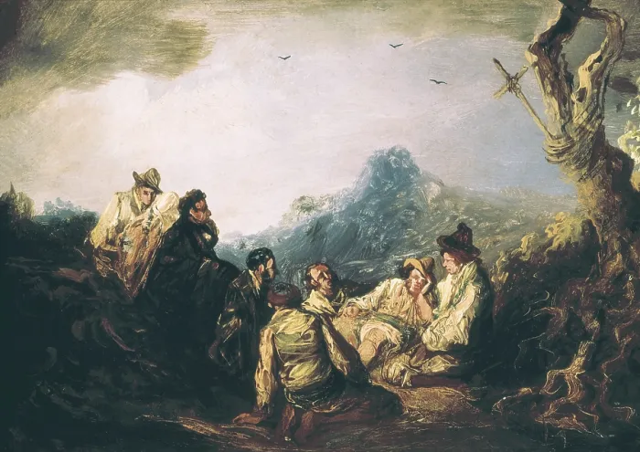 Framed Print : ALENZA y NIETO, Leonardo (1807-1845). Bandits in the mountains. 1st half 19th c. Romanticism. Oil on canvas. SPAIN. Madrid. Museo Nacional del Romanticismo
