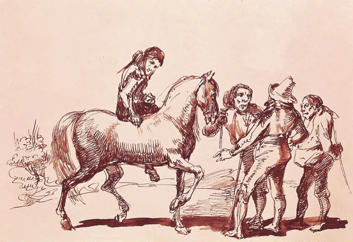Framed Print : ALENZA y NIETOLeonardo (1807-1845). Countrymen with a white horse. Ink on paper. Romanticism. Drawing. SPAIN. Madrid. National Library Framed Print : ALENZA y NIETOLeonardo (1807-1845). Countrymen with a white horse. Ink on paper. Romanticism. Drawing. SPAIN. Madrid. National Library