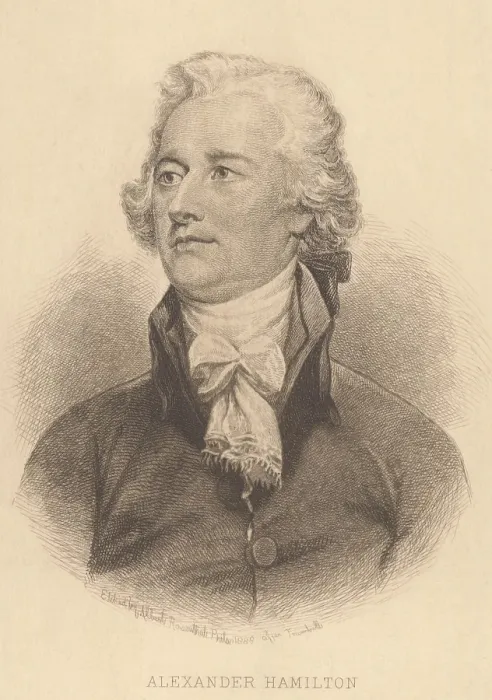 Framed Print : Alexander Hamilton, etching by Albert Rosenthal, 1888, based on a portrait by John Trumbull (BSLOC_2019_4_93)