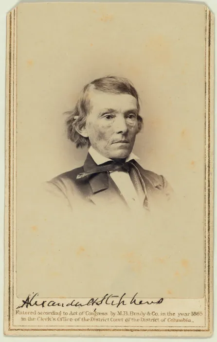 Framed Print : Alexander Hamilton Stephens, US Representative for Georgia and later Vice President of the Confederate States of America, carte de visite signed by Johnson, ca