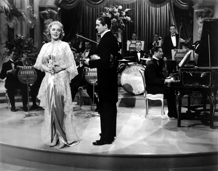 Framed Print : ALEXANDER'S RAGTIME BAND, from left: Alice Faye, Tyrone Power, Jack Haley (drums), Don Ameche (piano), 1938. TM & Copyright 20th Century Fox Film Corp