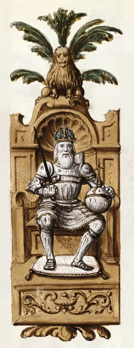 Framed Print : Alfonso VII, 'The Emperor' (1105-1157). King of LeonandCastile(1126-1157). Genealogia de los Reyes de Espana. 1463. Work by CARTAGENA, Alonso de (1384-1456). Gothic art