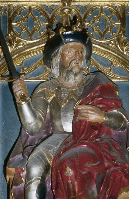 Framed Print : Alfonso X, called 'The Wise' (1221-1284). Statue situated at the Sala de Juntas (Boardroom) of the Castilian Monarchs. Sculpture. SPAIN. CASTILE AND LEON. Segovia