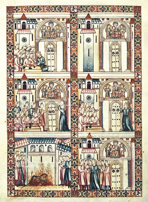 Framed Print : Alfonso X, called 'The Wise' (1221-1284). Cantigas de Santa Maria (Virgin Mary Songs). 13th c. MS B.R. 20. Codex of Firenze. Fol. 2r. Gothic art. Miniature Painting