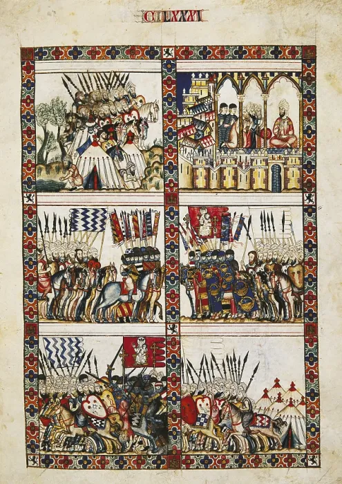 Framed Print : Alfonso X, called 'The Wise' (1221-1284). Cantigas de Santa Maria (Virgin Mary Songs). 13th c. Fol. 181. Gothic art. Miniature Painting. SPAIN Framed Print : Alfonso X, called 'The Wise' (1221-1284). Cantigas de Santa Maria (Virgin Mary Songs). 13th c. Fol. 181. Gothic art. Miniature Painting. SPAIN