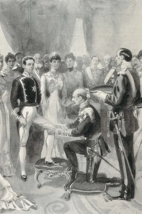 Framed Print : ALFONSO XIII (1886-1941). The king receiving the Order of the Carter, given by Duke of Connaught in the Royal Palace of Madrid. AISA / Everett Collection**US SALES ONLY**