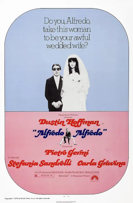 Framed Print : ALFREDO, ALFREDO, US poster art, from left: Dustin Hoffman, Stefania Sandrelli, 1972 Framed Print : ALFREDO, ALFREDO, US poster art, from left: Dustin Hoffman, Stefania Sandrelli, 1972