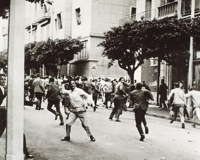 Framed Print : Algeria (November 12, 1960). Alger. Algerian demonstrators fighting against French gendarmes. AISA / Everett Collection**US SALES ONLY**
