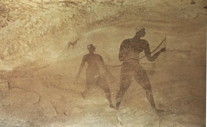 Framed Print : ALGERIA. Tassili N'Ajjer. Representation of hunters (c. 4000 BC). Neolithic art. Cave. AISA / Everett Collection**US SALES ONLY**