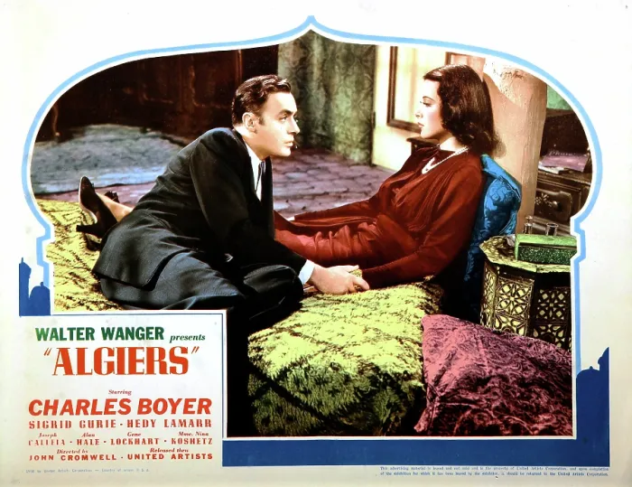 Framed Print : ALGIERS, lobbycard, from left: Charles Boyer, Hedy Lamarr, 1938
