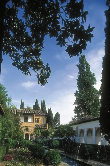Framed Print : Alhambra. SPAIN. ANDALUSIA. Granada. Alhambra. Generalife. Gardens of Generalife. Patio of the Irrigation Ditch. Hispano-Moresque art. Nasrid dynasty. Architecture
