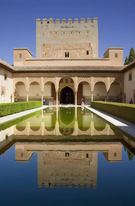 Framed Print : Alhambra. SPAIN. Granada. Alhambra. Nazari Palace. Comares Palace. Court of the Myrtles. Hispano-Moresque art. Nasrid dynasty. Architecture