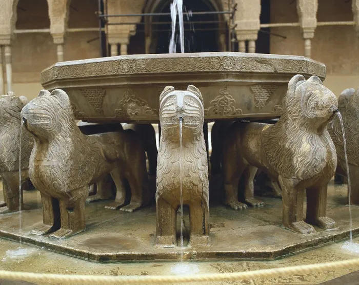 Framed Print : Alhambra. SPAIN. Granada. Alhambra. Patio of the Lions. Fountain. Hispano-Moresque art. Nasrid dynasty. Architecture. - J