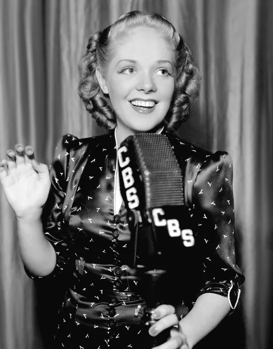 Framed Print : Alice Faye at the CBS microphone, 1937