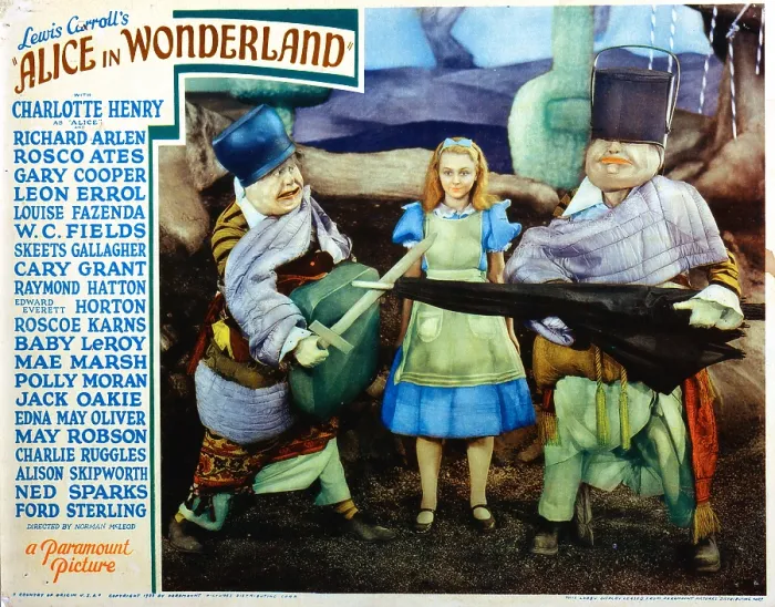 Framed Print : ALICE IN WONDERLAND, l-r: Jack Oakie, Charlotte Henry, Roscoe Karns on lobbycard, 1933