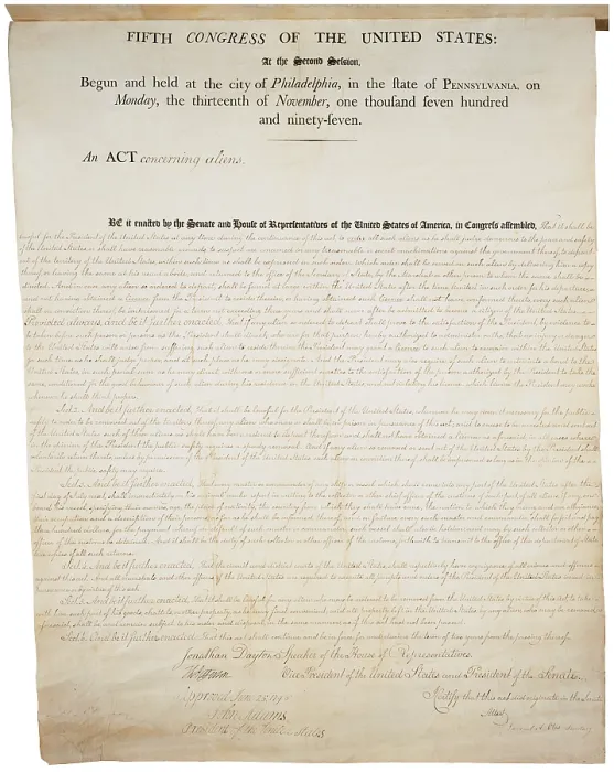 Framed Print : The Alien Act and Sedition Acts