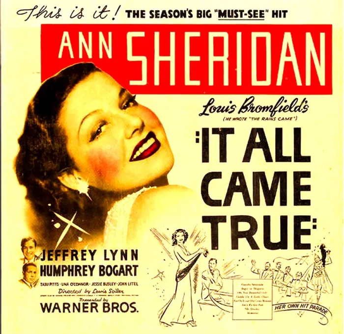 Framed Print : IT ALL CAME TRUE, Ann Sheridan on window card, 1940