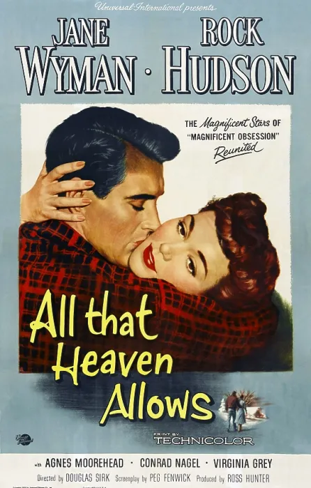 Framed Print : ALL THAT HEAVEN ALLOWS, l-r: Rock Hudson, Jane Wyman on poster art, 1955 Framed Print : ALL THAT HEAVEN ALLOWS, l-r: Rock Hudson, Jane Wyman on poster art, 1955