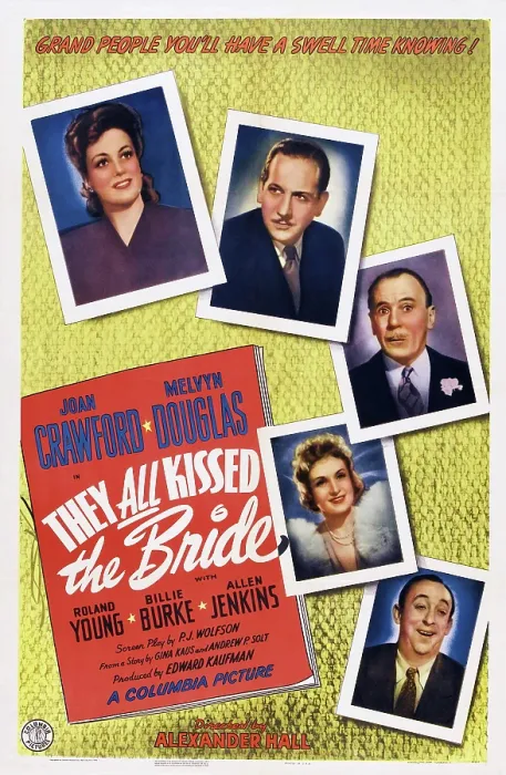 Framed Print : THEY ALL KISSED THE BRIDE, US poster art, from top left: Joan Crawford, Melvyn Douglas, Roland Young, Billie Burke, Allen Jenkins, 1942 Framed Print : THEY ALL KISSED THE BRIDE, US poster art, from top left: Joan Crawford, Melvyn Douglas, Roland Young, Billie Burke, Allen Jenkins, 1942
