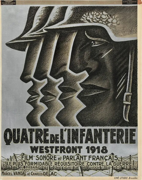 Framed Print : ALL QUIET ON THE WESTERN FRONT, (aka QUATRE DE L'INFANTERIE), French poster art, 1930