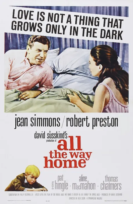 Framed Print : ALL THE WAY HOME, US poster art, top from left: Robert Preston, Jean Simmons; bottom left: Michael Kearney, 1963