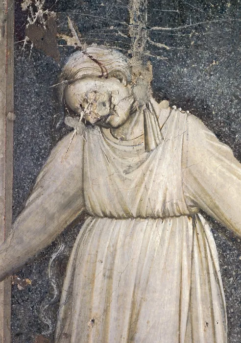 Framed Print : Allegories of Virtues and Vices, by Giotto, 1304 - 1306 about, 14th Century, fresco, cm 120 x 60 - Italy, Veneto, Padua, Scrovegni Chapel. Detail Framed Print : Allegories of Virtues and Vices, by Giotto, 1304 - 1306 about, 14th Century, fresco, cm 120 x 60 - Italy, Veneto, Padua, Scrovegni Chapel. Detail