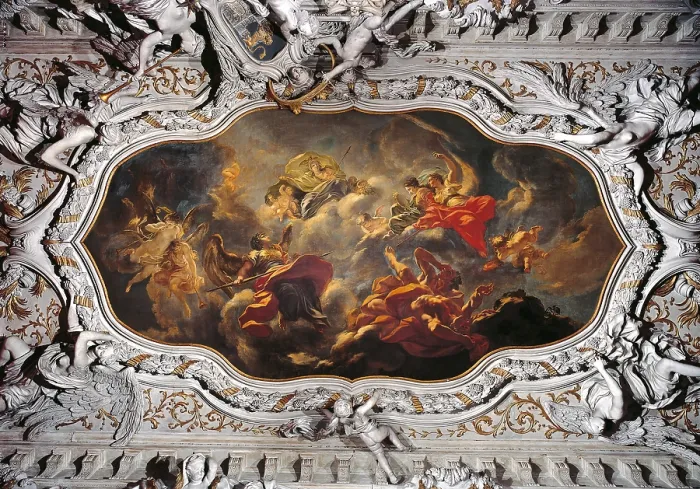 Framed Print : Allegory, by Antonio Pellegrini, 18th Century, - Italy, Veneto, Venice, Palazzo Bonomo Albrizzi in SantApollinare. All