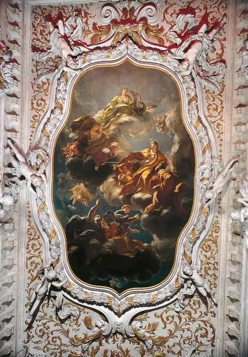 Framed Print : Allegory, by Antonio Pellegrini, 18th Century, - Italy, Veneto, Venice, Palazzo Bonomo Albrizzi in SantApollinare