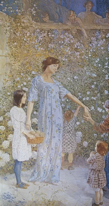 Framed Print : Allegory of Charity, by Giovanni Vianello, 1917, 20th Century, tempera on wall - Italy, Veneto, Padua, Cassa di Risparmio di Padova e Rovigo. Detail