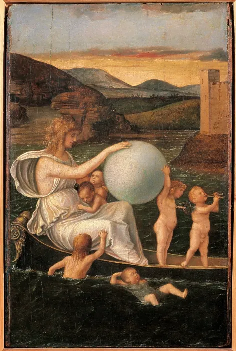 Framed Print : Allegory of Fickle Fortune or Melancholy, by Giovanni Bellini, 1490, 15th Century, oil on panel, cm 34 x 22 - Italy, Veneto, Venice, Accademia Art Galleries. All Framed Print : Allegory of Fickle Fortune or Melancholy, by Giovanni Bellini, 1490, 15th Century, oil on panel, cm 34 x 22 - Italy, Veneto, Venice, Accademia Art Galleries. All