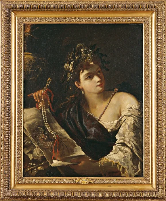 Framed Print : Allegory of painting (Allegoria della pittura), by Giovanni Antonio Burrini, 17th Century, oil on canvas. - Private Collection. Whole artwork view Framed Print : Allegory of painting (Allegoria della pittura), by Giovanni Antonio Burrini, 17th Century, oil on canvas. - Private Collection. Whole artwork view