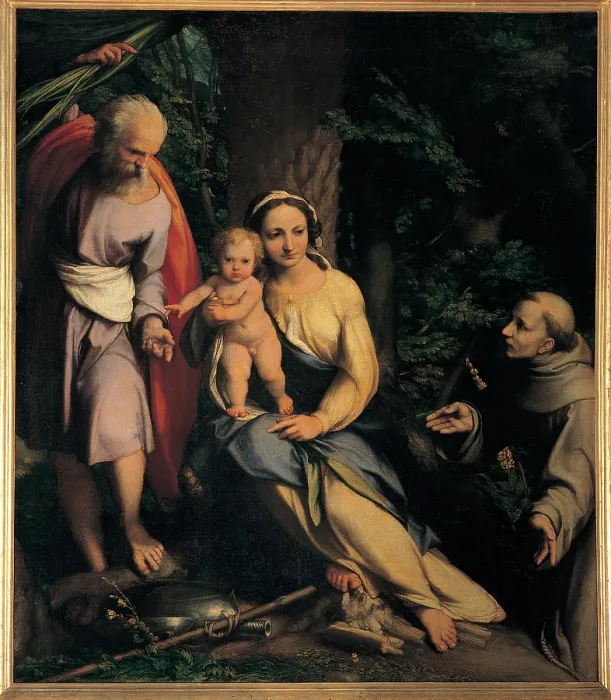 Framed Print : Allegri Antonio known as Correggio, Rest on the Flight into Egypt, 1516 - 1517, 16th Century, oil on canvas, Italy, Tuscany, Florence, Uffizi Gallery Framed Print : Allegri Antonio known as Correggio, Rest on the Flight into Egypt, 1516 - 1517, 16th Century, oil on canvas, Italy, Tuscany, Florence, Uffizi Gallery