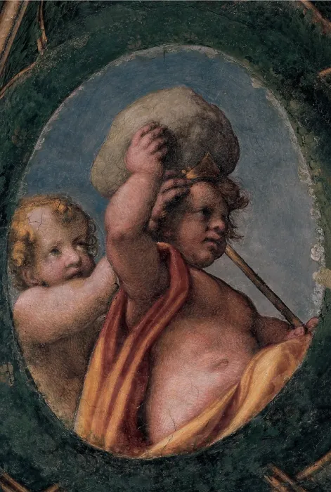 Framed Print : Allegri Antonio known as Correggio, Frescoes in the Camera della Badessa at the Convent of St Paolo in Parma, 1519, 16th Century, fresco, Italy, Emilia Romagna, Parma
