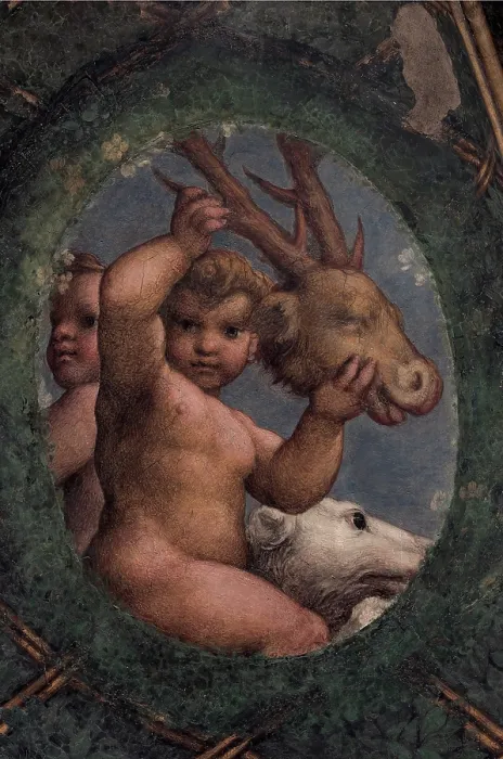 Framed Print : Allegri Antonio known as Correggio, Frescoes in the Camera della Badessa at the Convent of St Paolo in Parma, 1519, 16th Century, fresco, Italy, Emilia Romagna, Parma