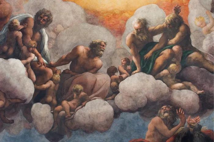 Framed Print : Allegri Antonio known as Correggio, The Vision of St John the Evangelist, the Evangelists and the Doctors of the Church, 1520 - 1524, 16th Century, fresco, Italy, Emilia Romagna