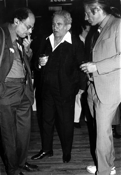 Framed Print : Allen Ginsberg, Norman Mailer, and Peter Orlovsky at a party, 1978. Courtesy: CSU Archives  /  Everett Collection
