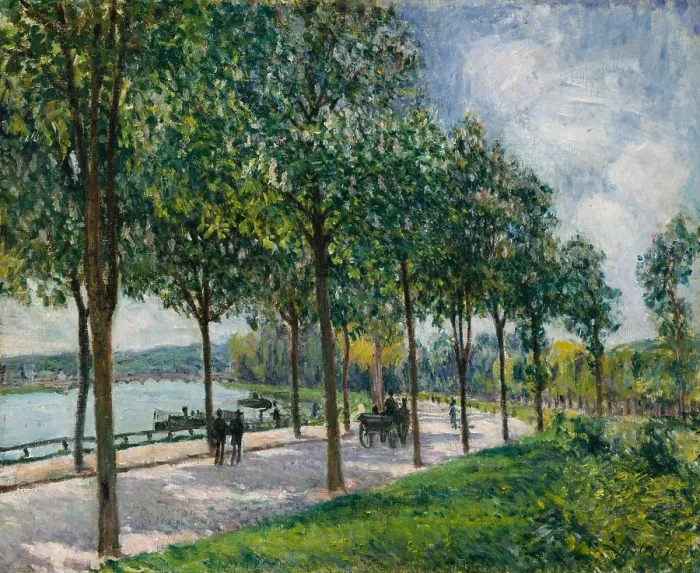 Framed Print : Alley of Chestnut Trees, by Alfred Sisley, 1878, French impressionist painting, oil on canvas