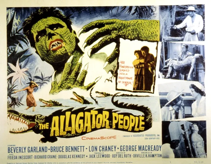 Framed Print : THE ALLIGATOR PEOPLE, Richard Crane, Beverly Garland, Lon Chaney, Jr. 1959, TM and Copyright (c) 20th Century-Fox Film Corp. All Rights Reserved Framed Print : THE ALLIGATOR PEOPLE, Richard Crane, Beverly Garland, Lon Chaney, Jr. 1959, TM and Copyright (c) 20th Century-Fox Film Corp. All Rights Reserved