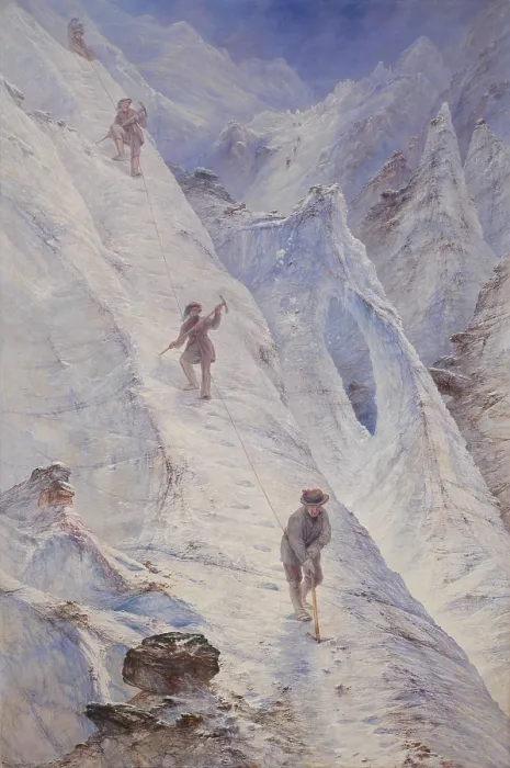 Framed Print : Alpine Climbers, 1869, by Elijah Walton, 1832-1880, British painting, oil on canvas. From 1862-1867 he painted many works depicting Alpine climbing. (BSLOC_2023_4_22)