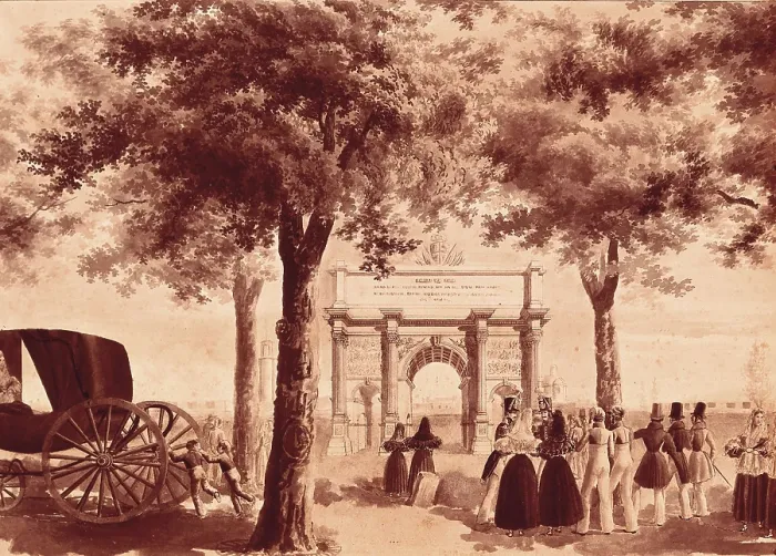 Framed Print : ALSAMORA, Onofre (1825-1880). Triumphal arch built at the Esplanada. 1883. Engraving. SPAIN. Barcelona. Barcelona City History Museum. AISA / Everett Collection**US SALES ONLY**