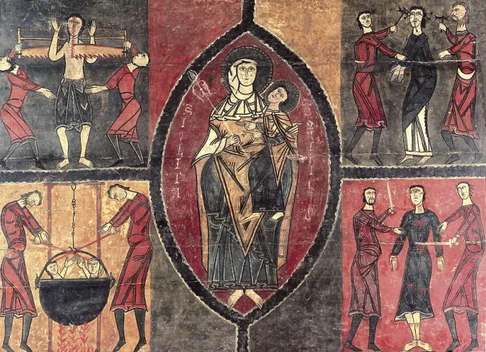 Framed Print : Altar frontal from Durro. 11th c. Romanesque art. Tempera on wood. SPAIN. Barcelona. National Art Museum of Catalonia. AISA / Everett Collection**US SALES ONLY**